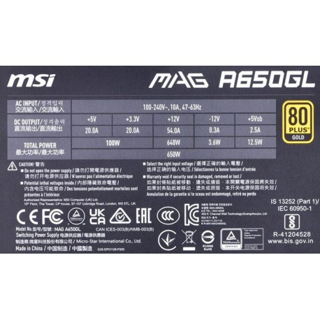 Msi mag A650GL modular 650 w atx 80 plus gold - Computer, server power ...