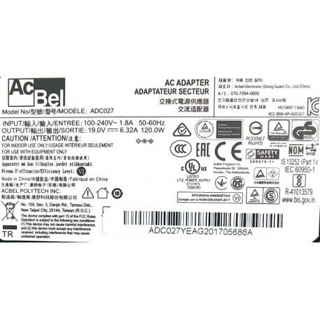 AcBel ADC027 120W - AC/DC power adapter, charger