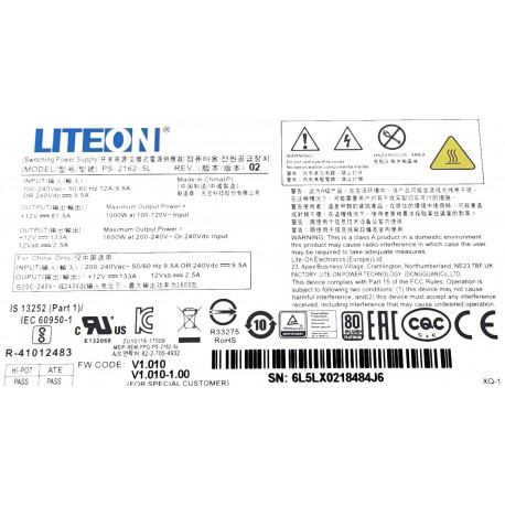 Lite-On PS-2162-5L 6L5LX0218484J6 02 1000W / 1600W - Computer, server ...