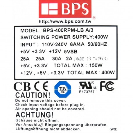 BPS BPS-400RPM-LB A/3 400w - Computer, server power supply