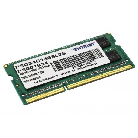 Patriot 4 go DDR3 PC3-10600 1333 mhz CL9 1.35v PSD34G1333L2S