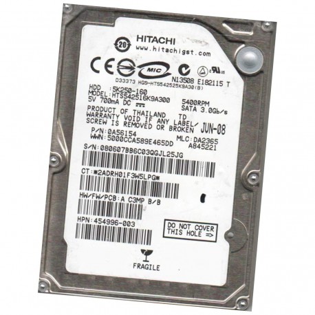 453827-001 5K250-250 HTS542516K9A300 0A54964 454997-001 - Disque dur