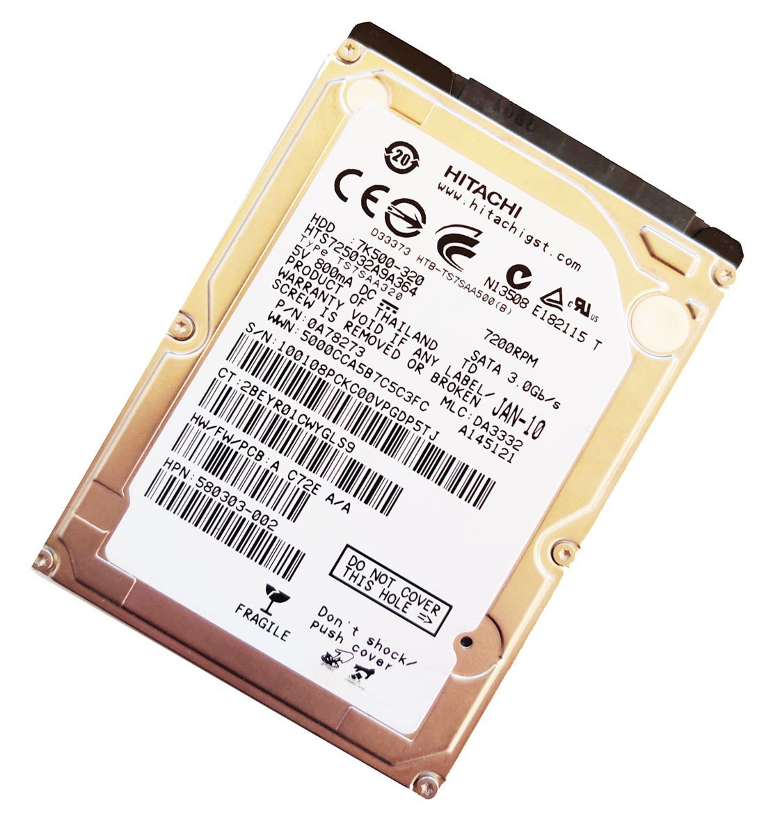 日立HTS543232L9A300 TravelStar 320GB 5400 RPM 8MB Buffer SATA-II 7