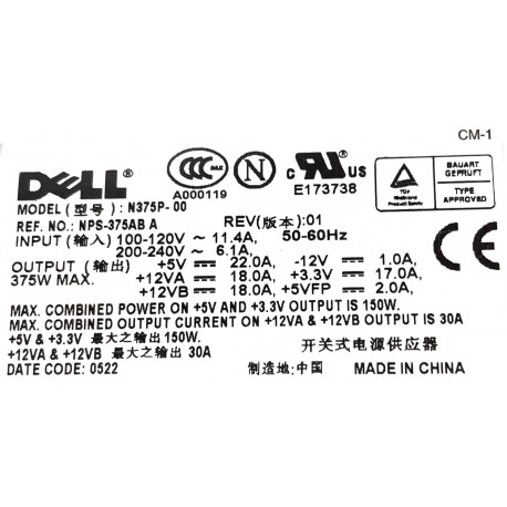 Alimentatore Dell P8401 375W Non Ridondante - N375P-00, Perfetto Per Il Tuo Server, Come Nuovo! - Foto 1