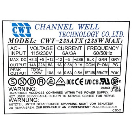 Channel well technology CwT-235ATX - 235w meridian sinotech