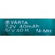 varta 7.2v 40mah NI-MH 60906 6/v 40 h